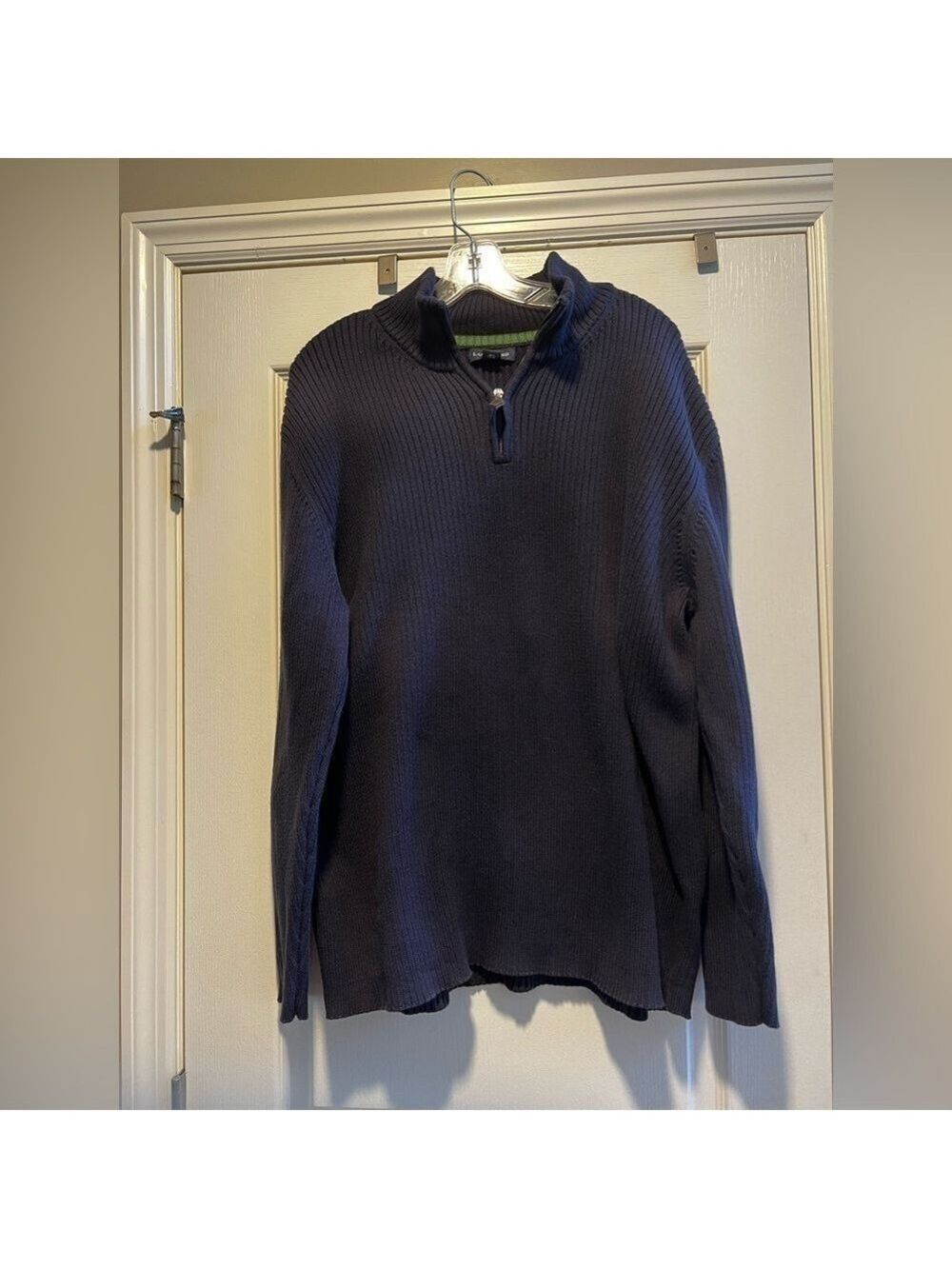 Men’s Lands End Navy Quarter Zip Pullover long sleeve sweater. Size XXL